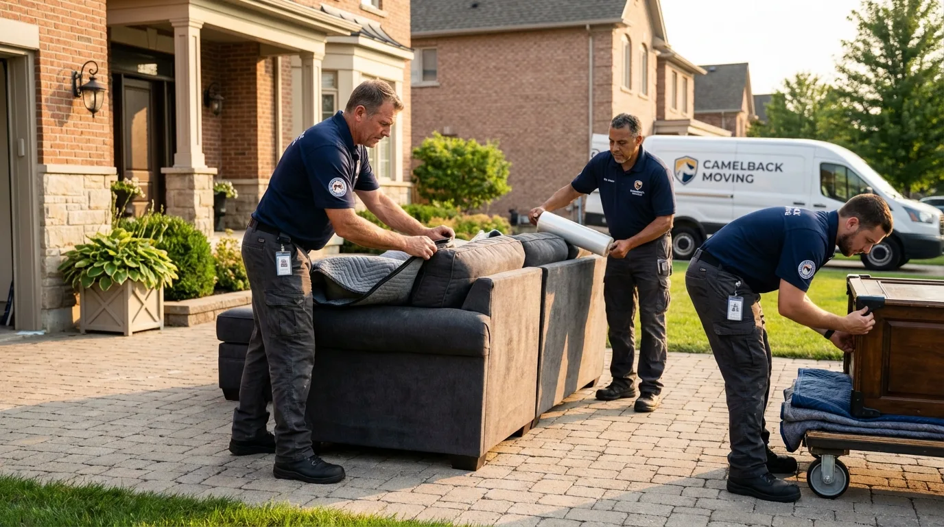 Large estate moving crew wrapping furniture in Meridian, MS