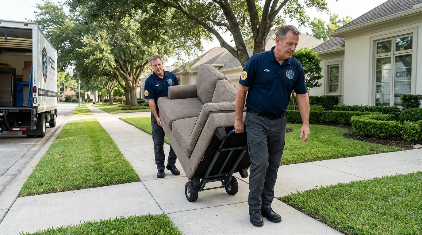 Local residential moving crew loading furniture in Meridian, MS