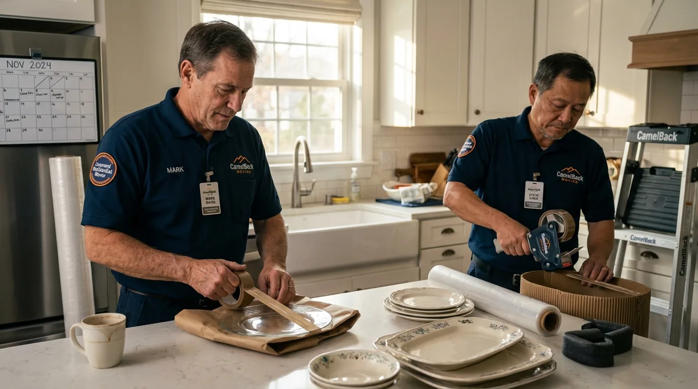 Professional crew packing kitchen dishware in Meridian, MS